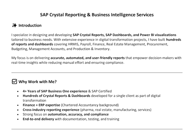 develop sap crystal reports and dashboards for sap business one